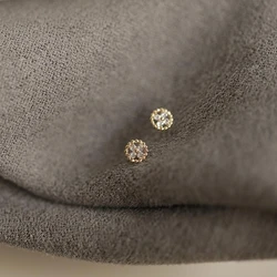 ITSMOS 14k Gold Plated S925 Sterling Silver Earrings Round Halo Peanie Pave Zircon Piercing Mini Diamond Studs for Women Gift