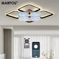 MARPOU LED Modern Ceiling Light Big Size Remote Control APP Dimmable Smart 6-8 Squares Ceiling Chandelier Bedrooms Living Rooms
