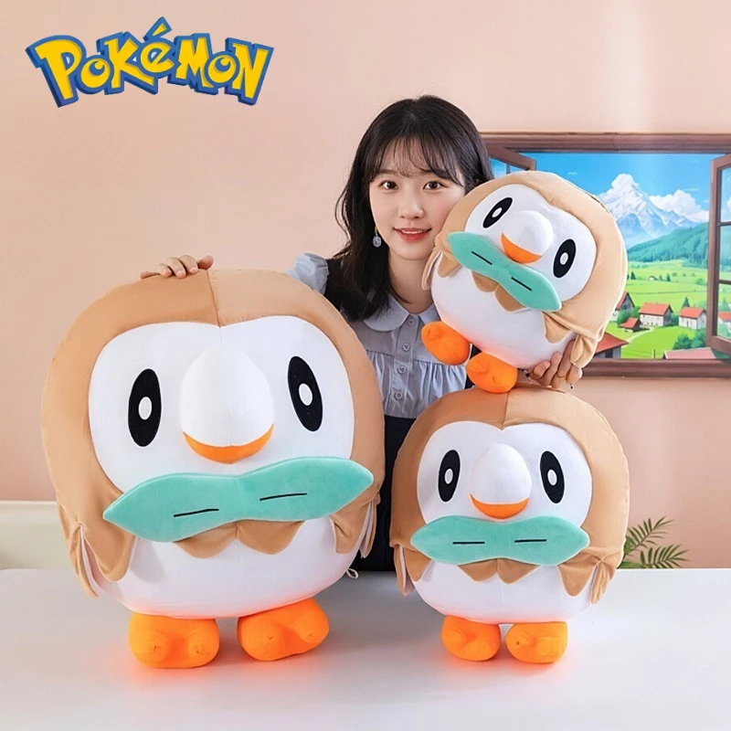35/40/60CM New Pokemon Rowlet Plush Toys Cartoon Cute Stuffed Doll Anime Bird Plushies Desk Decor Toys Hobbies Collection Gifts