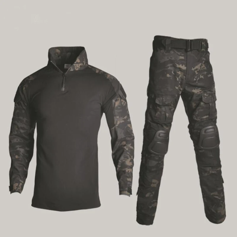 Uniform Airsoft Pak Shirt Broek Multicam Chasse Uniform Mannelijk Jachtuniform Met Kniebeschermers Jachtkleding En Accessoires