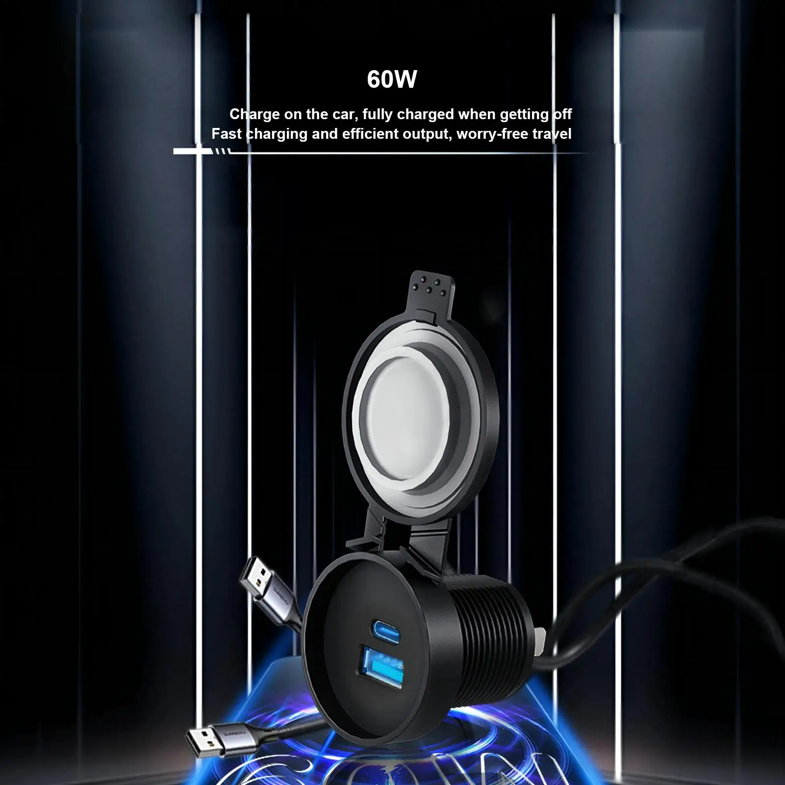 

Зарядное устройство для телефона для автомобиля, быстрая зарядка, двойной порт, розетка, покрытое морское быстрое зарядное устройство для телефона, планшета, наушников, грузовика, автофургона