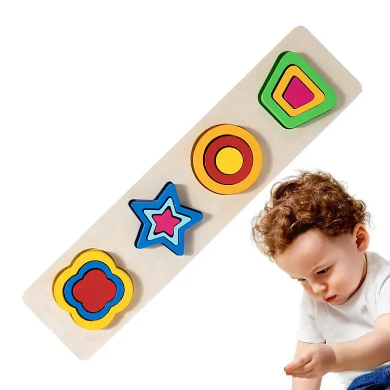 

Wooden Shape Matching Game Safe Sorting & Stacking Toys Board Game Comfortable Puzzle Toys For Logical Thinking Observation