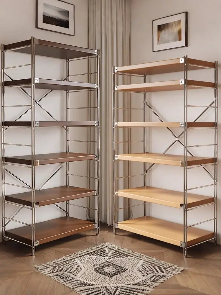Japanese-style solid wood-style storage rack, household floor-standing storage rack, book and product display rack