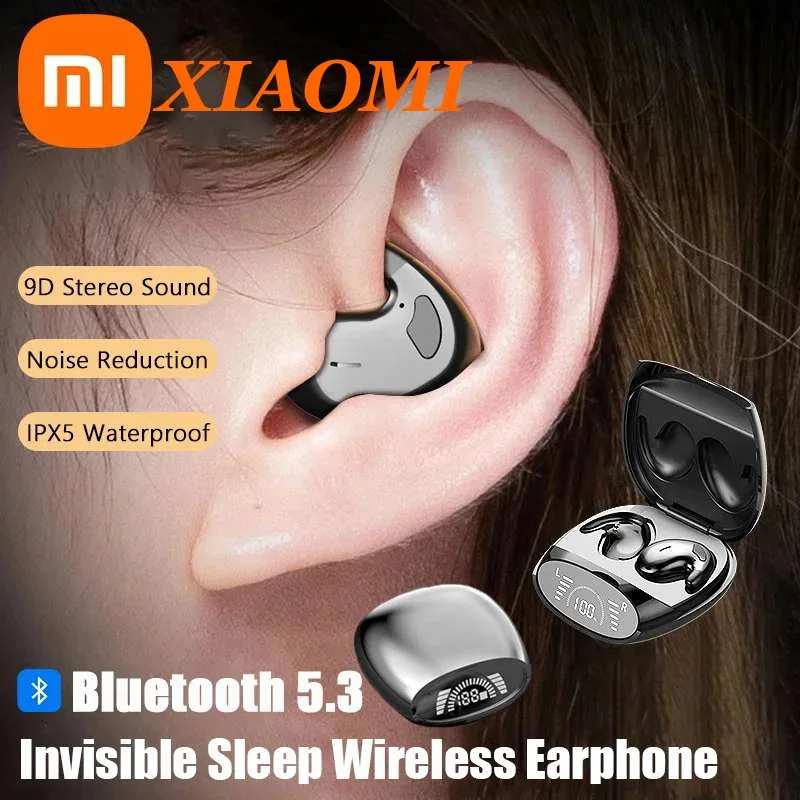 Xiaomi earphone tidak terlihat tidur, earphone Bluetooth nirkabel dengan mikrofon tahan air Ipx5 peredam bising untuk Iphone Huawei Samsung