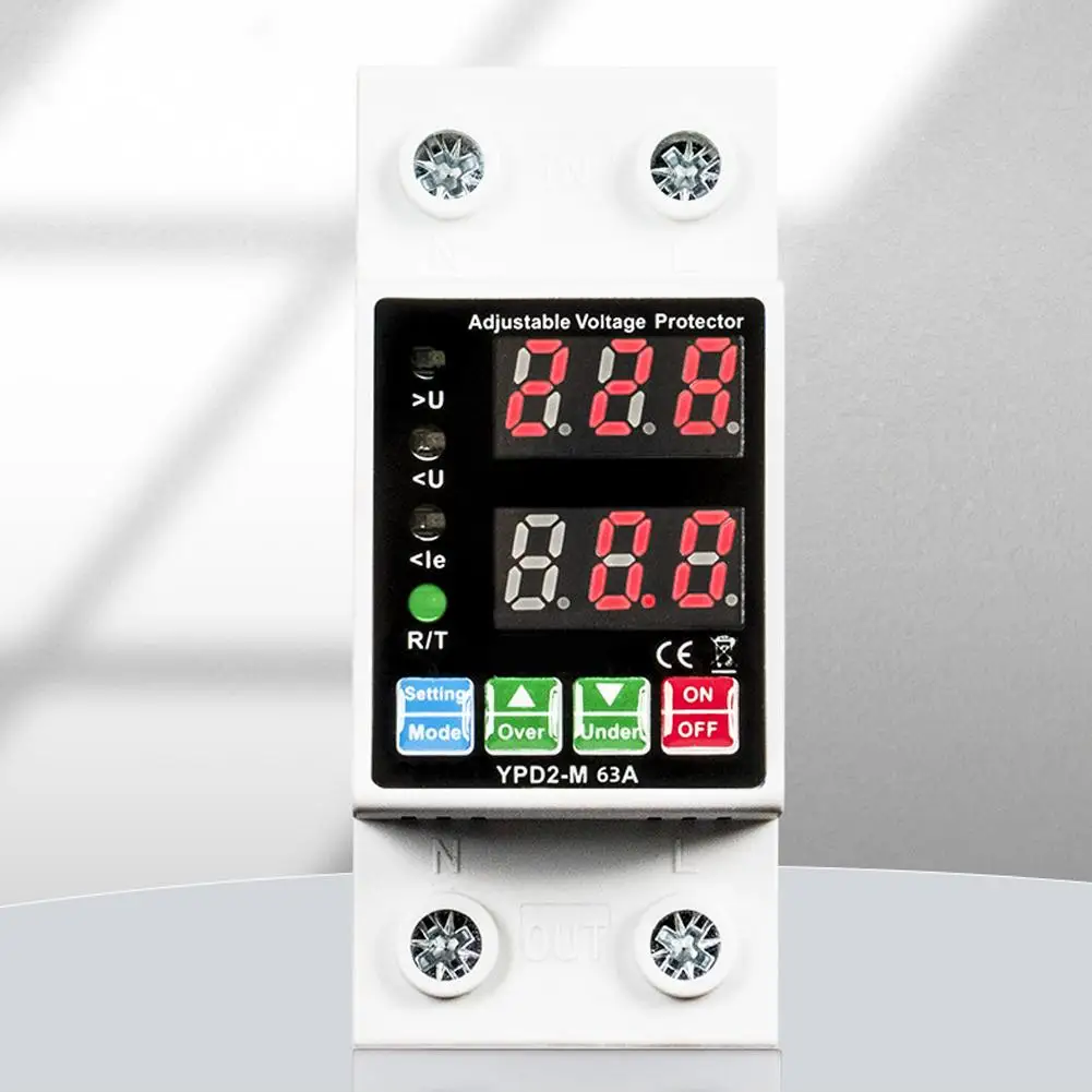 Dual Screen Digital Voltage Protector 63A with Adjustable Settings and Auto Reset for Reliable Power Protection