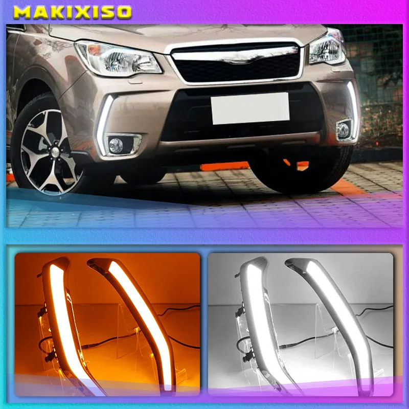 

For Subaru Forester 2013-2018 LED DRL Daytime Running Light Daylight Waterproof yellow Signal