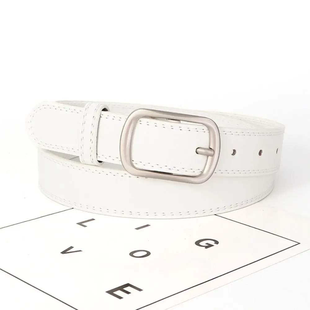 

Регулируемый женский ремень в корейском стиле с квадратной пряжкой, кожаный ремень для брюк, универсальный винтажный ремень с пряжкой-пин, для женщин