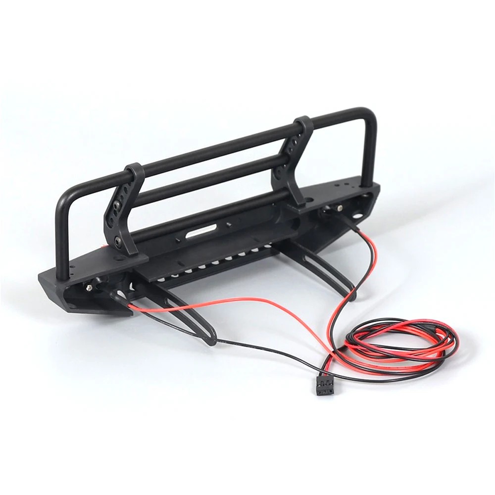 Paraurti anteriore in metallo con luce a LED per 1/10 RC Crawler Car Trax Trx4 Trx-4 Defender Bronco Axial SCX10 90046 90047 parti di aggiornamento