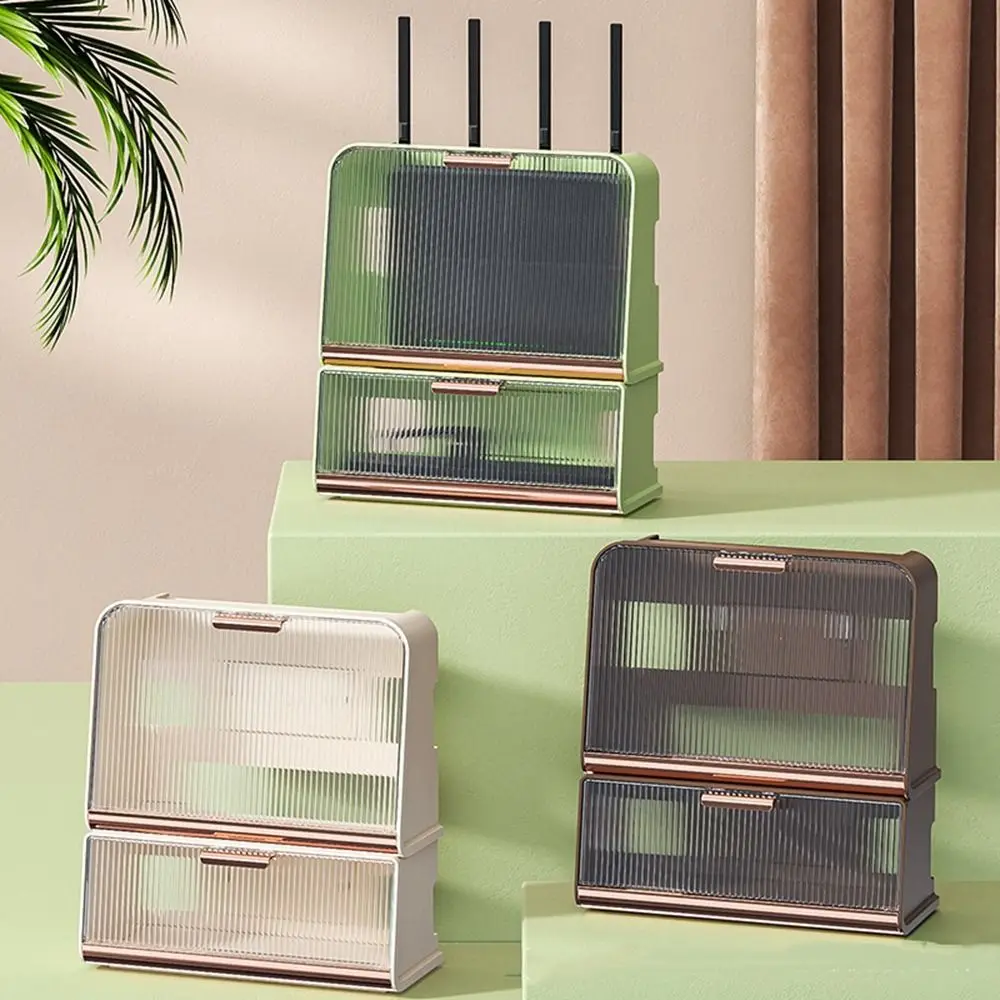 Plastic Wifi Router Storage Box Wall Mounted No Punching Plug Board Storage Box Dustproof Large Capacity