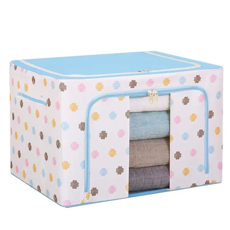 Clothes Storage Box Durable Foldable 40×30×20cm Oxford Cloth Home Storage Container Classic Waterproof Steel Frame Storage Boxes
