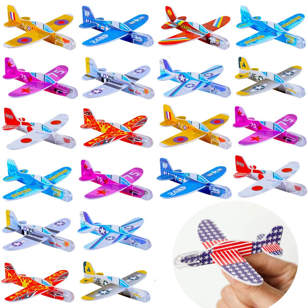 10pcs/bag Gliders Planes Foam Assemble Airplane Toys Kids Birthday Gifts Party Favors Children School Prizes Goodie Fillers