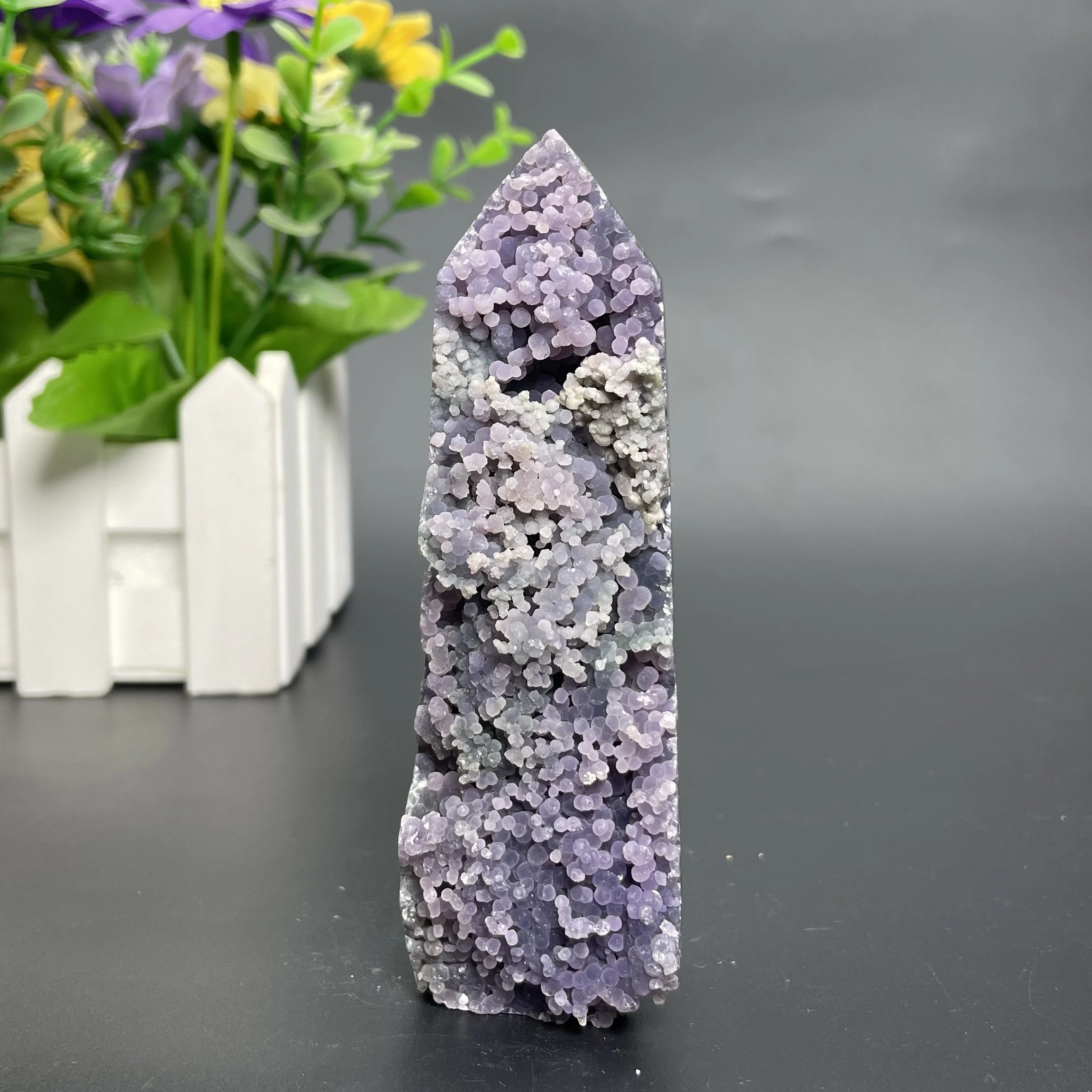 Natural Stone Grape Agate Tower Polished Crystal Wand Point Reiki Healing Gift Room Decor Obelisk