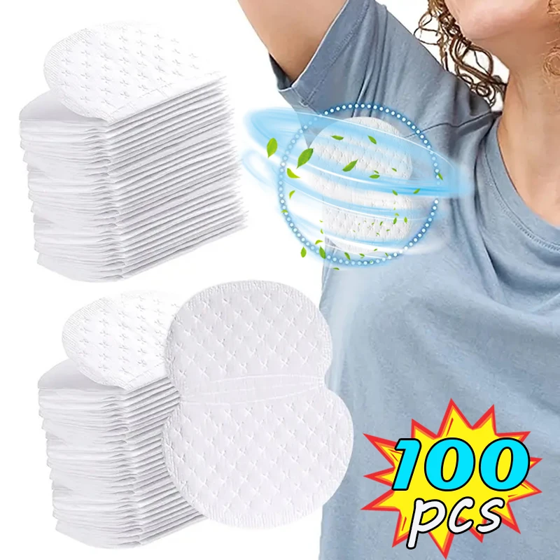 100Pcs Disposable Underarm Armpit Sweat Pads Sweat-absorbing Patch Summer Deodorants Non-woven Pads Breathable Ultra-thin