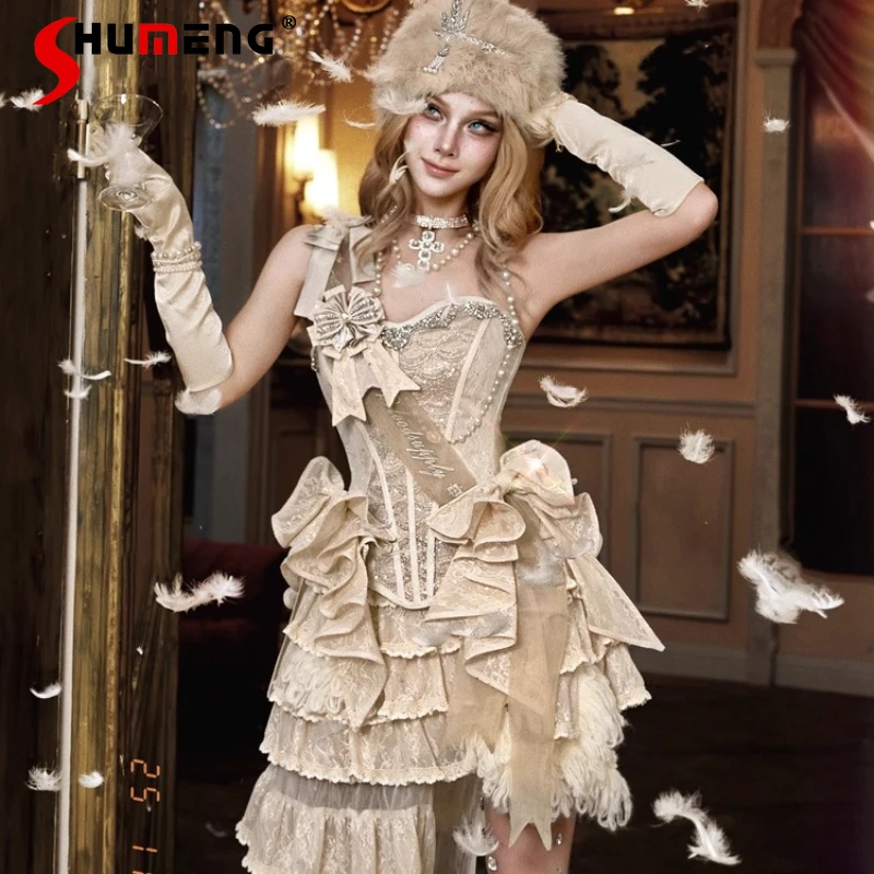 

Fashion Design Sparkling Diamond Fishbone Bow Party Corset Slim High Waist Sweet Socialite Style Elegant Sleeveless Vest Ladies