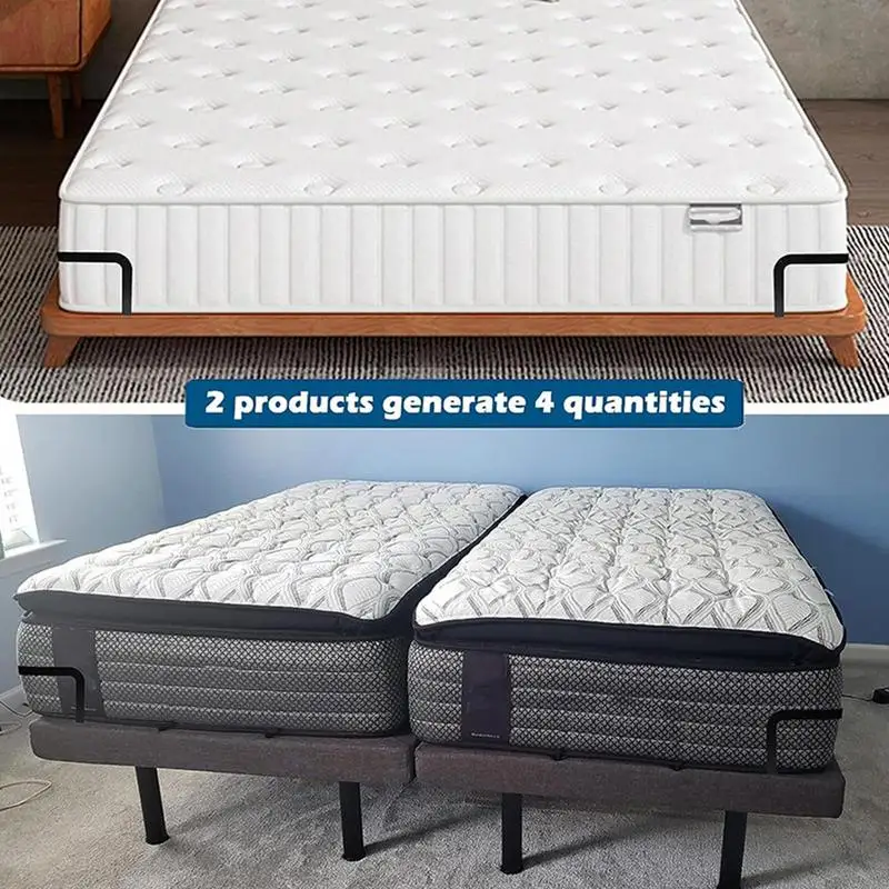 2 pcs Mattress Corner Retainer Metal Mattress Slide Stopper Rods Bar Stable Non-Slip Mattress Frame Holder For Home Bedroom