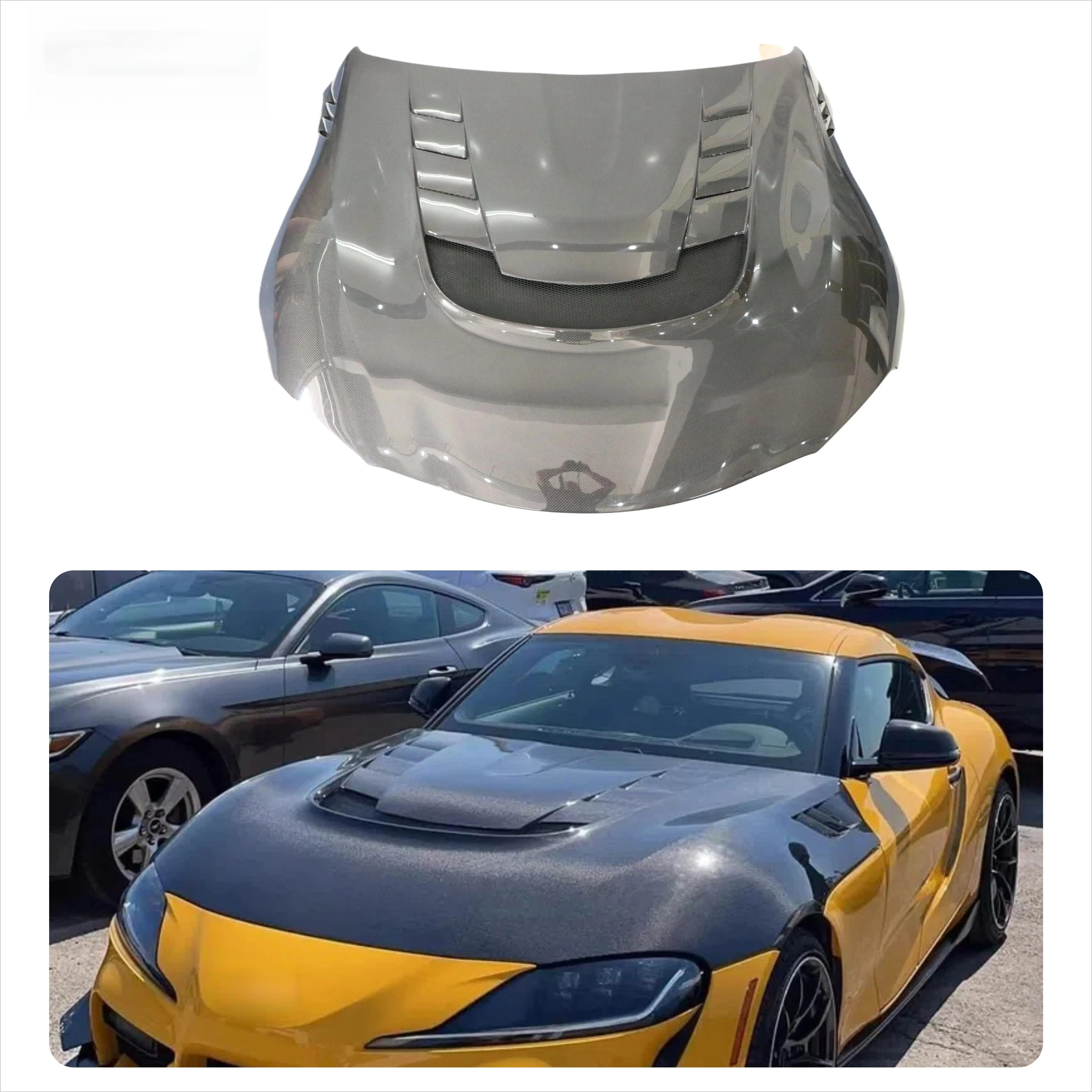 

For TOYOTA Supra Hot Selling Carbon Fiber Engine Hood A90 A91 Engine Cover 3K Wet Real Carbon Fiber Upgrade Body Kits Brand New