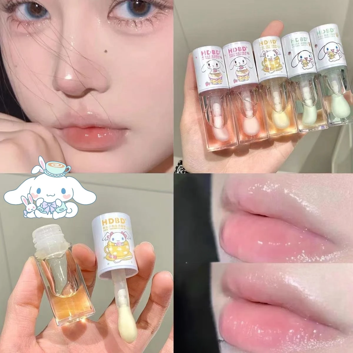 

Sanrio Cinnamoroll Lip Balm for Girls Anime Cartoon Cafe Cinnamon Figure Moisturizing Oil Lip Balm Students Makeup Accessory