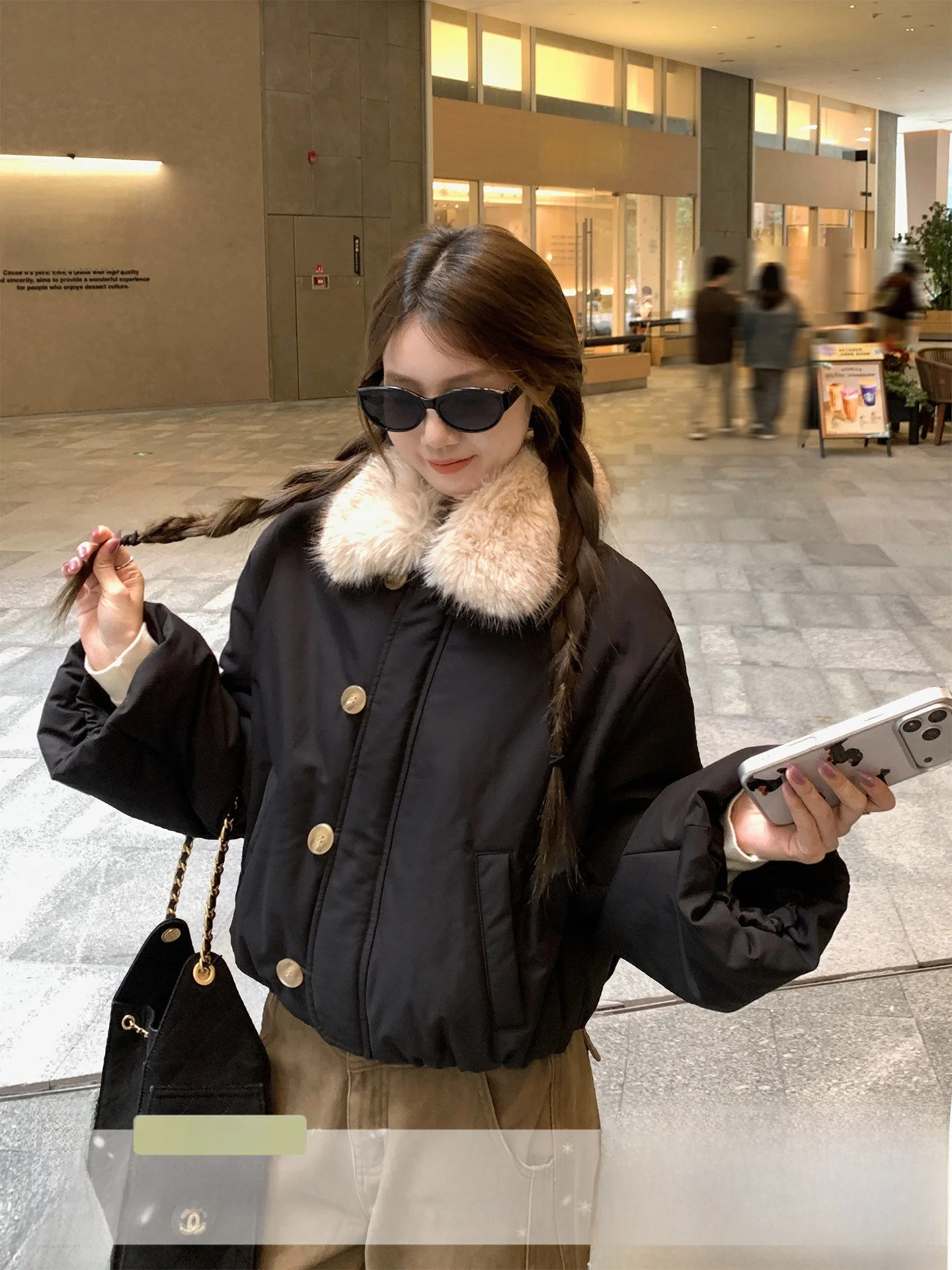 

Bla ort Cotton Jaet Women's Sle Detachable Fur Collar Korean Version Commute Friendly U77 Brand Thiened Winter Coat