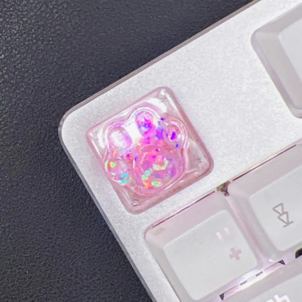 Transparent Cat's Paw Shaped Keycaps OEM R4 Height Cute Cat's Paw Keyboard Cap Handmade DIY Mechanical Keyboard Keycap