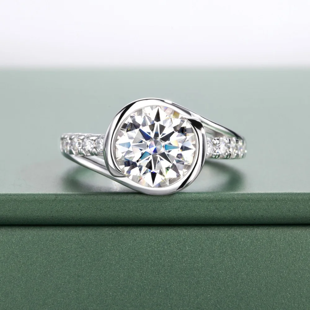 Apaison 9 mm 3 Carat D Color Moissanite Women's Rings - Wedding Engagement Anniversary 925 Sterling Silver Ring Jewelry Gift