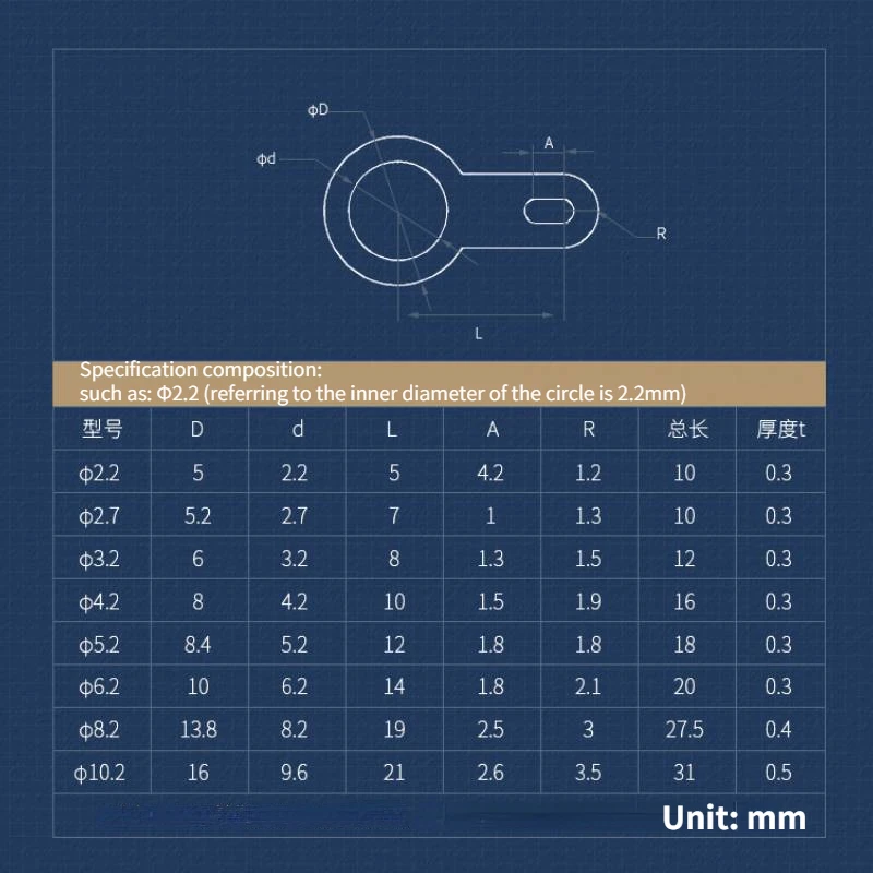 10-100PCS 2.2-8.2 Silver-plated Copper Single Head Soldering Terminal  Circular Weld Washer Welding Sheet Soldering Lug