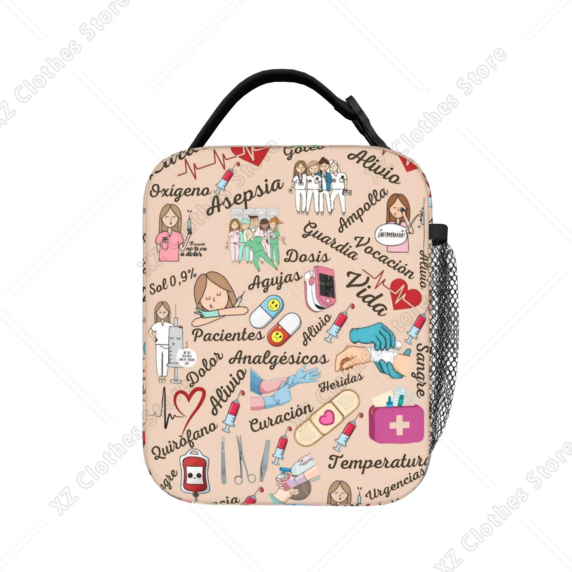 Enfermera En Apuros Medical Nurse And Doctor Lunch Bag Picnic Lunch Box For Adult Casual Print Tote Food Bags Oxford Cooler Bag