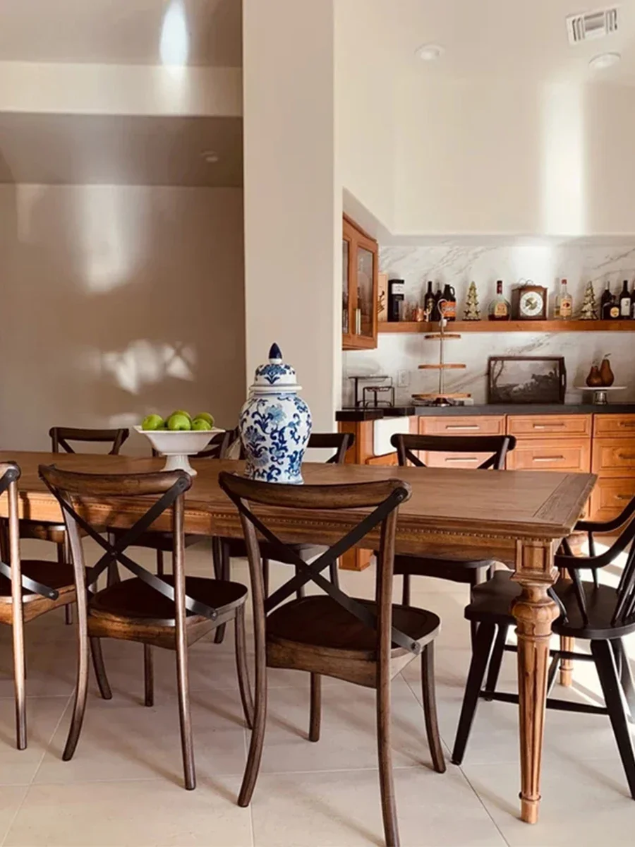 Dining table and chair combination household solid wood rectangular table chair small apartment ash wood simple dining table