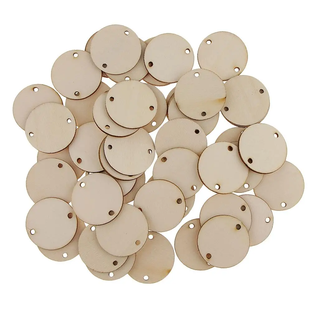 2-6pack 100 Pieces Round Unfinished Wooden Slices Discs DIY Art Crafts 35 x 2 mm