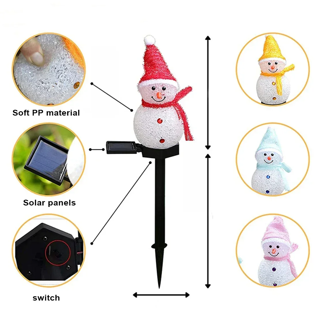 Imagem -06 - Terra de Natal Plug-in Solar Led Snowman Luz Ip65 Impermeável ao ar Livre Pátio Papai Noel Atmosfera Decoração