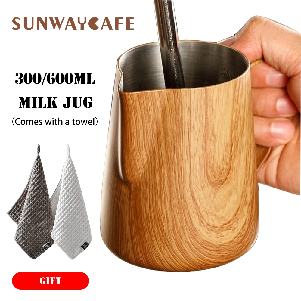 Stainless Steel Coffee Milk Jug, Graining Pitcher, Pull Flower Cup, Espresso Frothers Mug, Barista Tools, 300 ml, 600ml