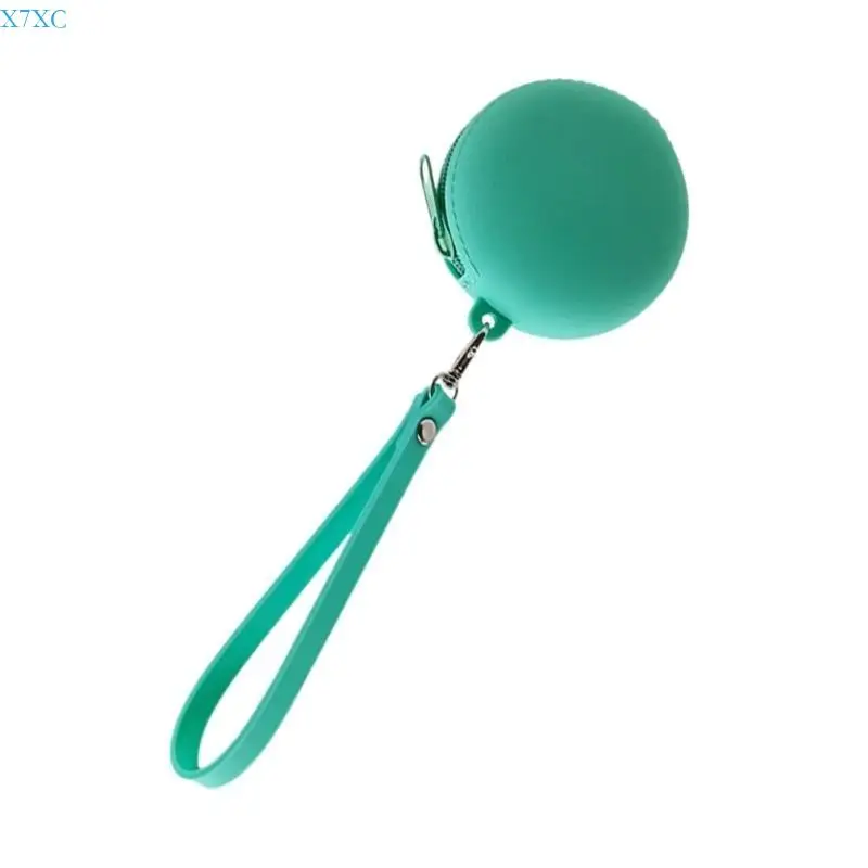 

X7XC Round Headphone Bag Kid Coin Purse Coin Small Change Purse Lightweight Storage Bag with Zipper Earphone