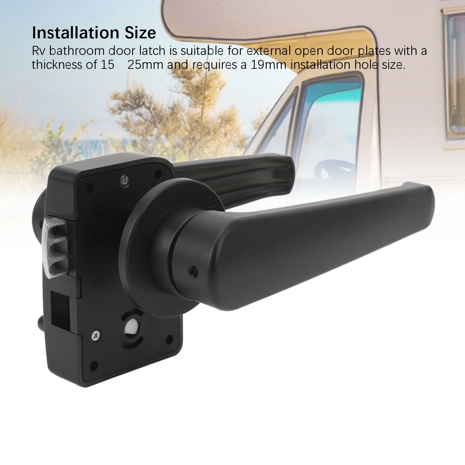 RV Toilet Door Latch Protect Privacy Bathroom Door Latch Handle With Reverse Lock for RV Campers Trailer Matte Black
