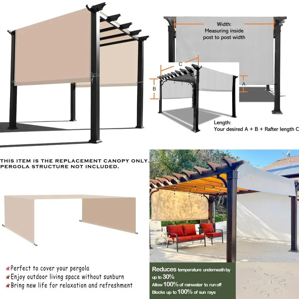 

Универсальный сменный навес для перголи — водонепроницаемый наружный навес для перголы длиной 14 футов x шириной 8 футов, бежевый)