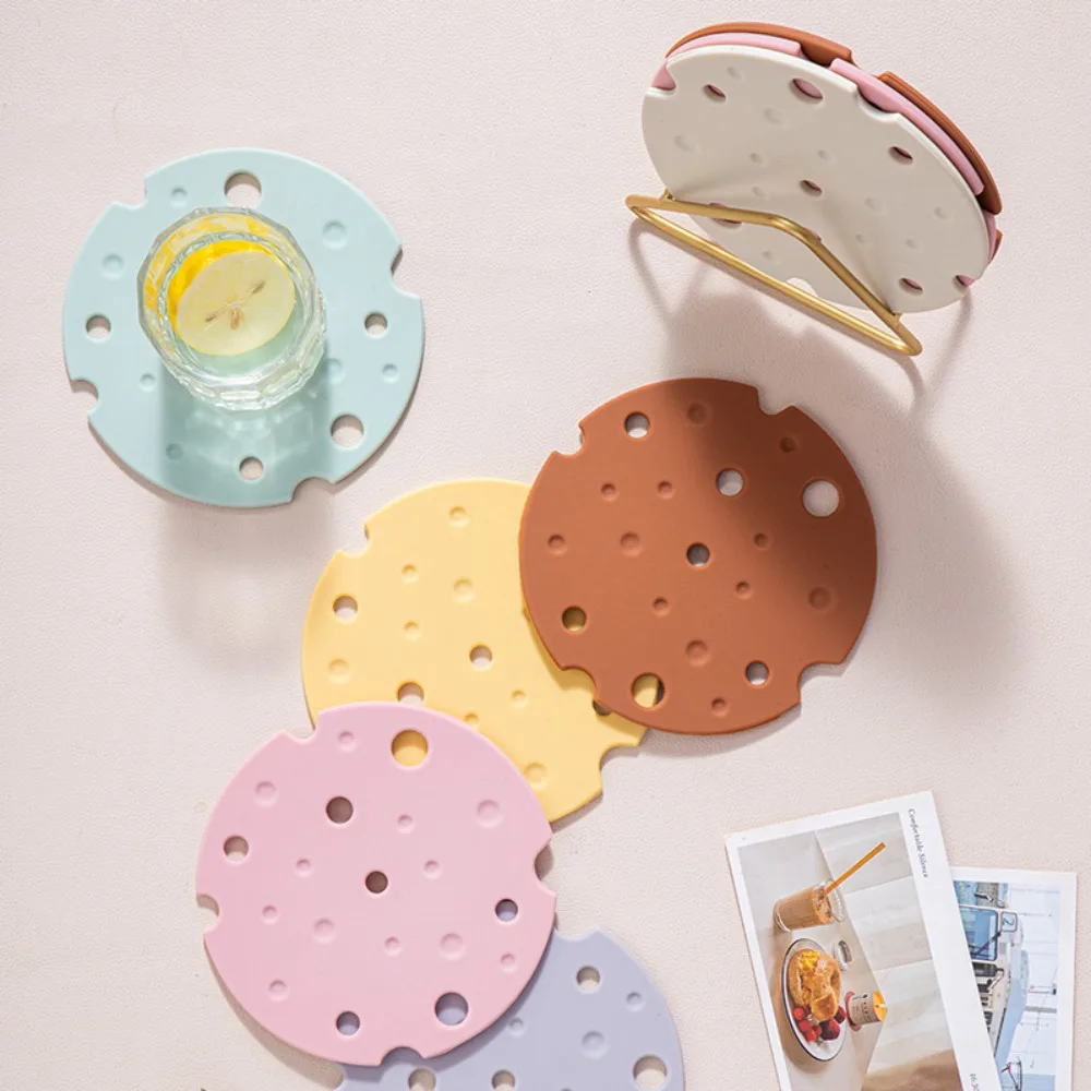 Pot Holders Silicone Cream Insulation Pad Heat-resistant Round Tableware Pads Classical Fashionable Coaster Dormitory