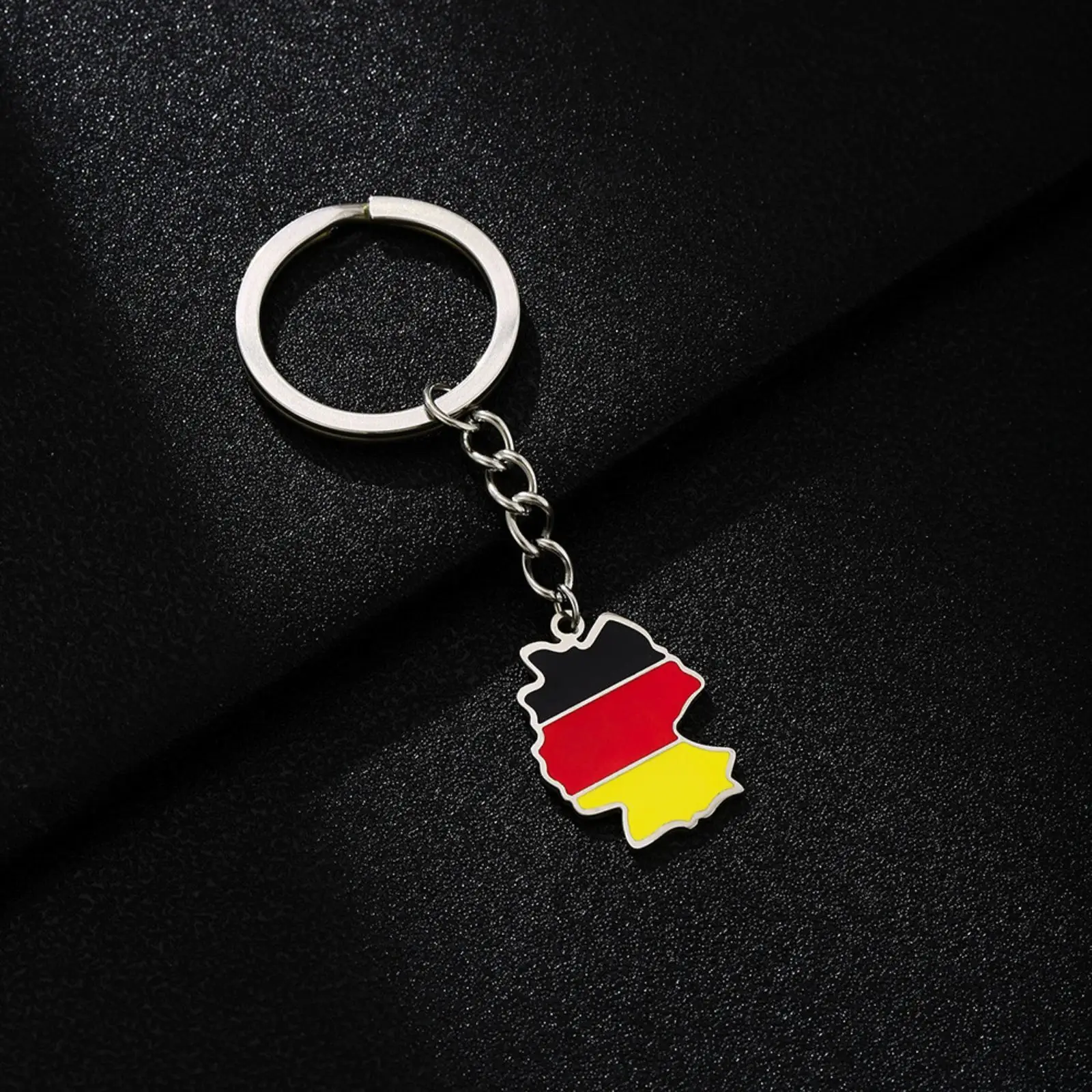 Deutschland-Kartenflaggen-Schlüsselanhänger aus Edelstahl, Metall-Nationalkarten-Anhänger, Schlüsselring, Souvenir-Geschenk für Männer und Frauen – Detail 4