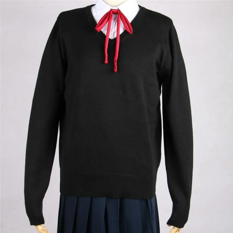 Spring Autumn Students Girls Boys Sweater School Uniforms Long Sleeved V-neck Solid Color Women Knitwear Pullovers Inner Match