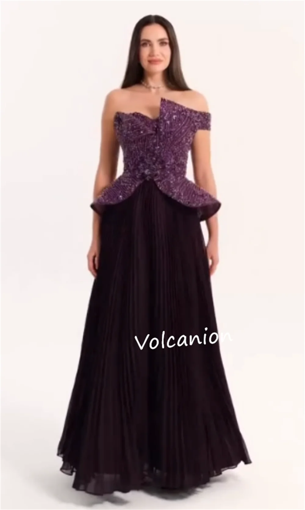 Индивидуальные шифоновые плиссированные платья трапециевидной формы на одно плечо с блестками, длинные платья на заказ, вечерние, изысканные, блестящие