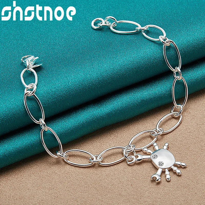 

SHSTONE 925 Sterling Silver AAA Zircon Cute Crab Chain Bracelet For Women Party Birthday Fashion Charm Jewelry Accessories