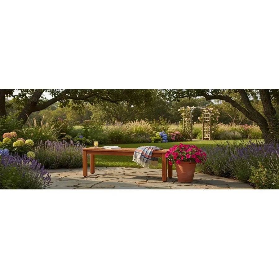 Aster Backless Patio Eucalyptus Wood مثالية للأماكن الخارجية والداخلية، 53، مقعد بني #6