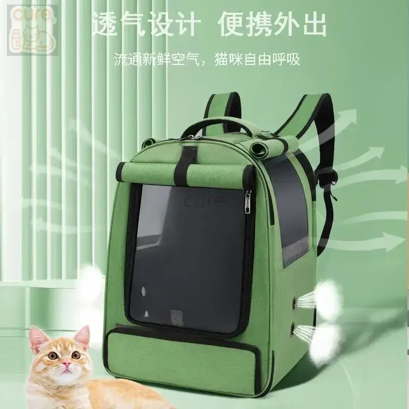 

Double shoulder portable pet cat bag space capsule cat backpack breathable cat schoolbag suitcase