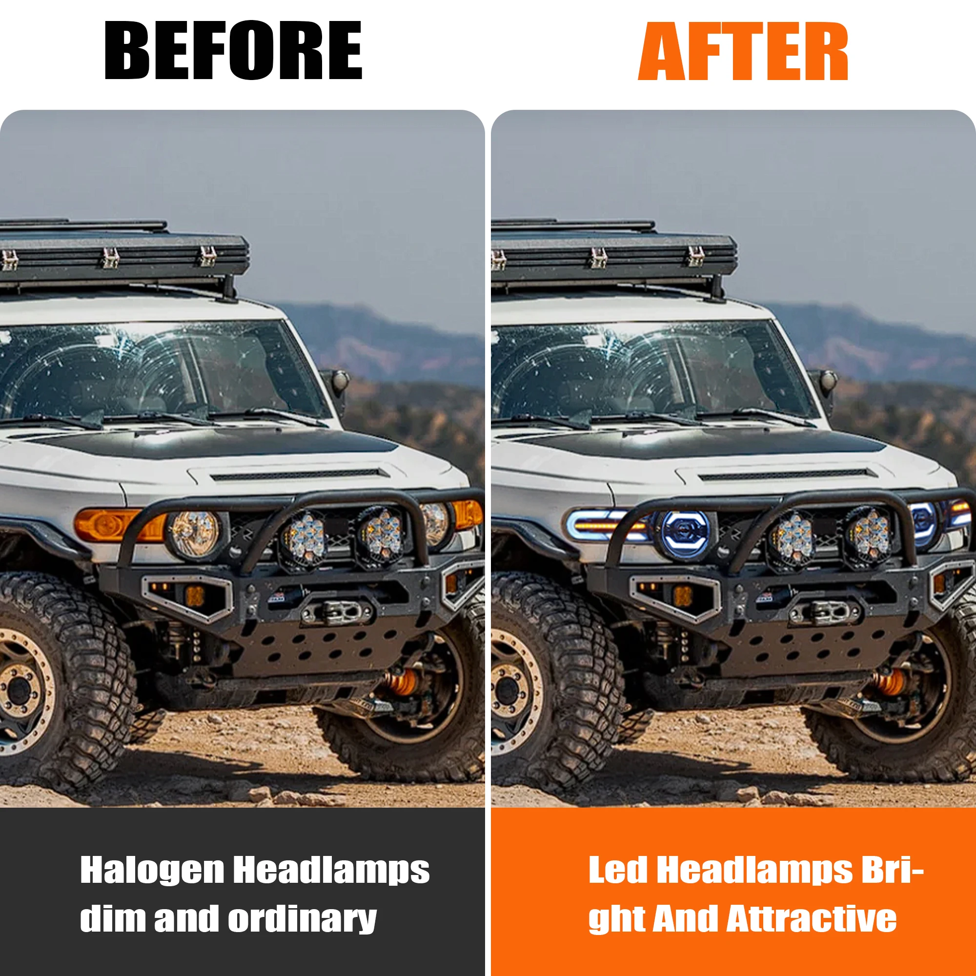 

For Toyota FJ Cruiser 2007-2016 LED Headlights with Dynamic Animation Turn Signal,Plug & Play