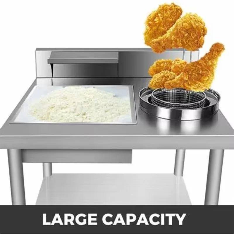 Customized Stainless Steel Manual Breading Table KFC Style Wrapping Powder Table Commercial Kitchen Hot Sale