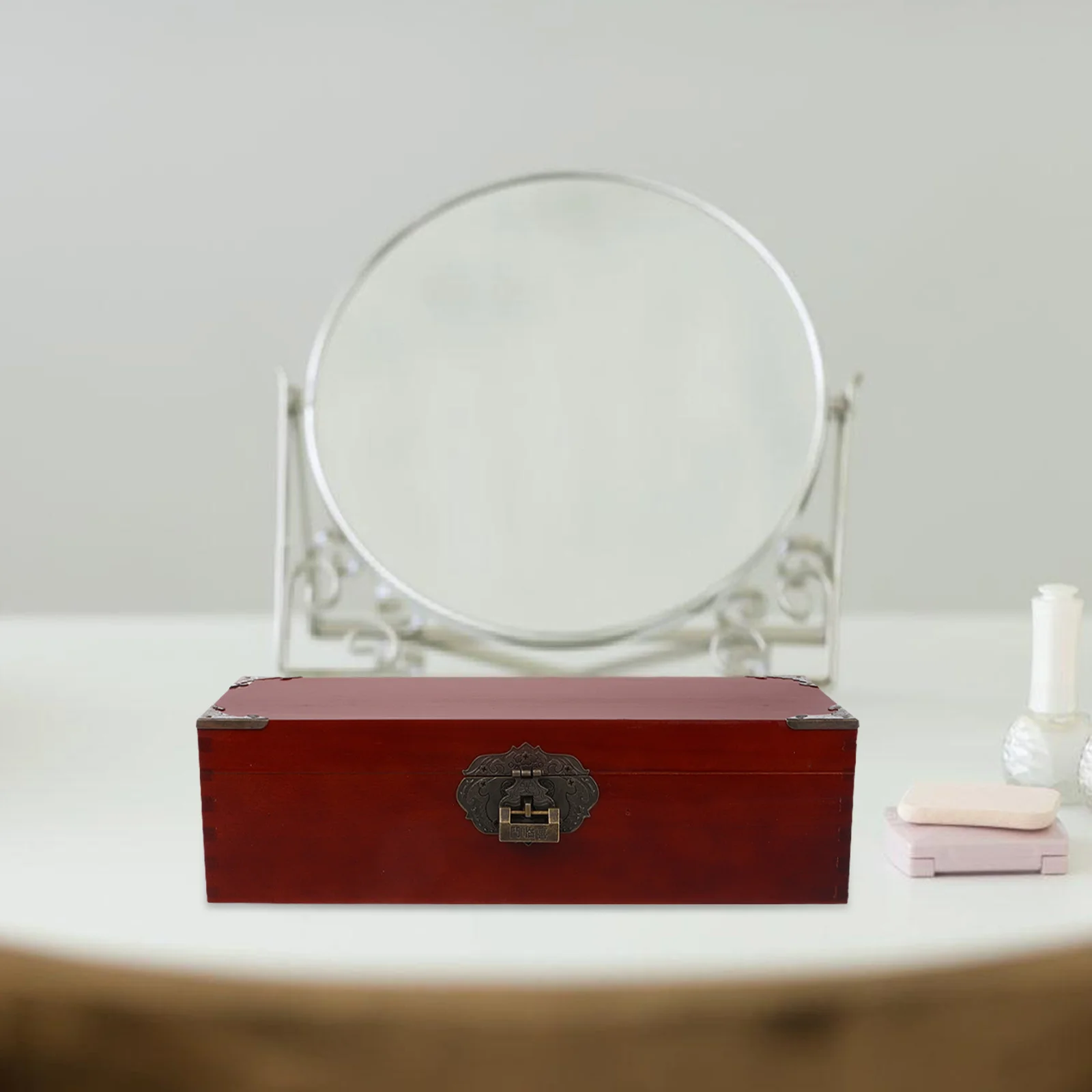 

Wooden Storage Box With Lock Small Keepsake Case For Jewelry Watch Organizer Trinket Box Retro Craft Container