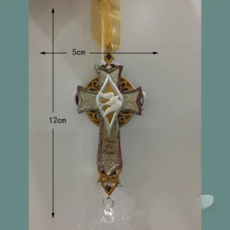 White Dove Pattern Cross Pendant Christmas