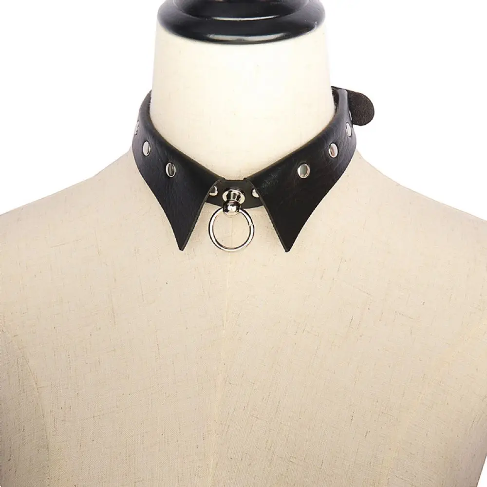 Vintage Collar Choker Punk Gothic Leather Choker Necklace For Women Round Ring Pendant Necklace Fashion Jewelry