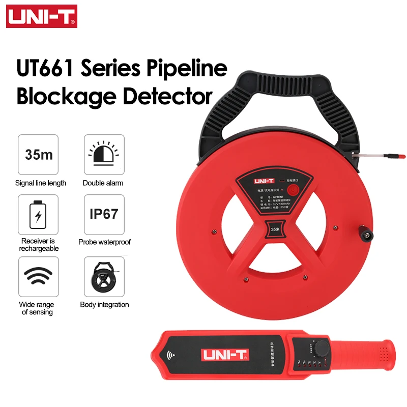 Uni-t-wall Iron Pipe Blockage Detector Ut661a Ut661b Ferramenta de Diagnóstico Scanner Pipeline Bloqueio Encanamento Instrumento