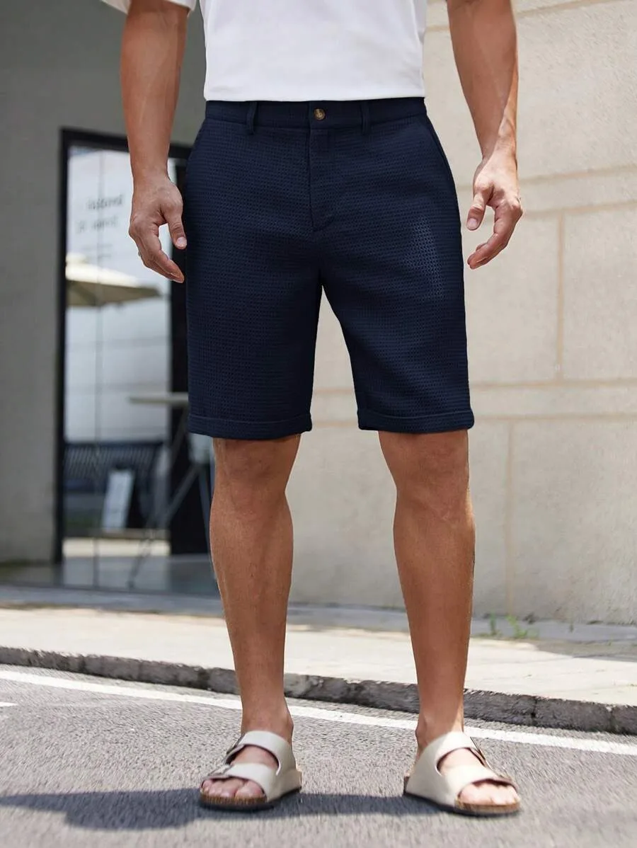 

2026 New Mens Waffle Texture Shorts Soft Breathable Elastic Waist Loose Pocket Shorts Sports Workout Beach Walking Casual Shorts