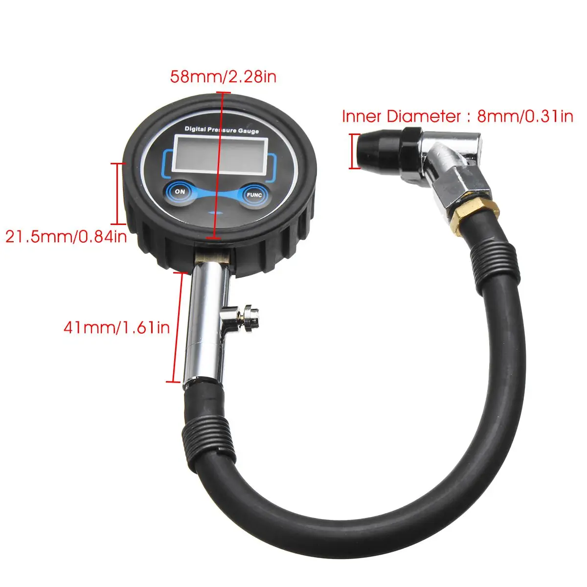 200PSI Multi-function Car Truck Air Tire Inflator Digital Pressure Gauge with Air Chuck & Hose