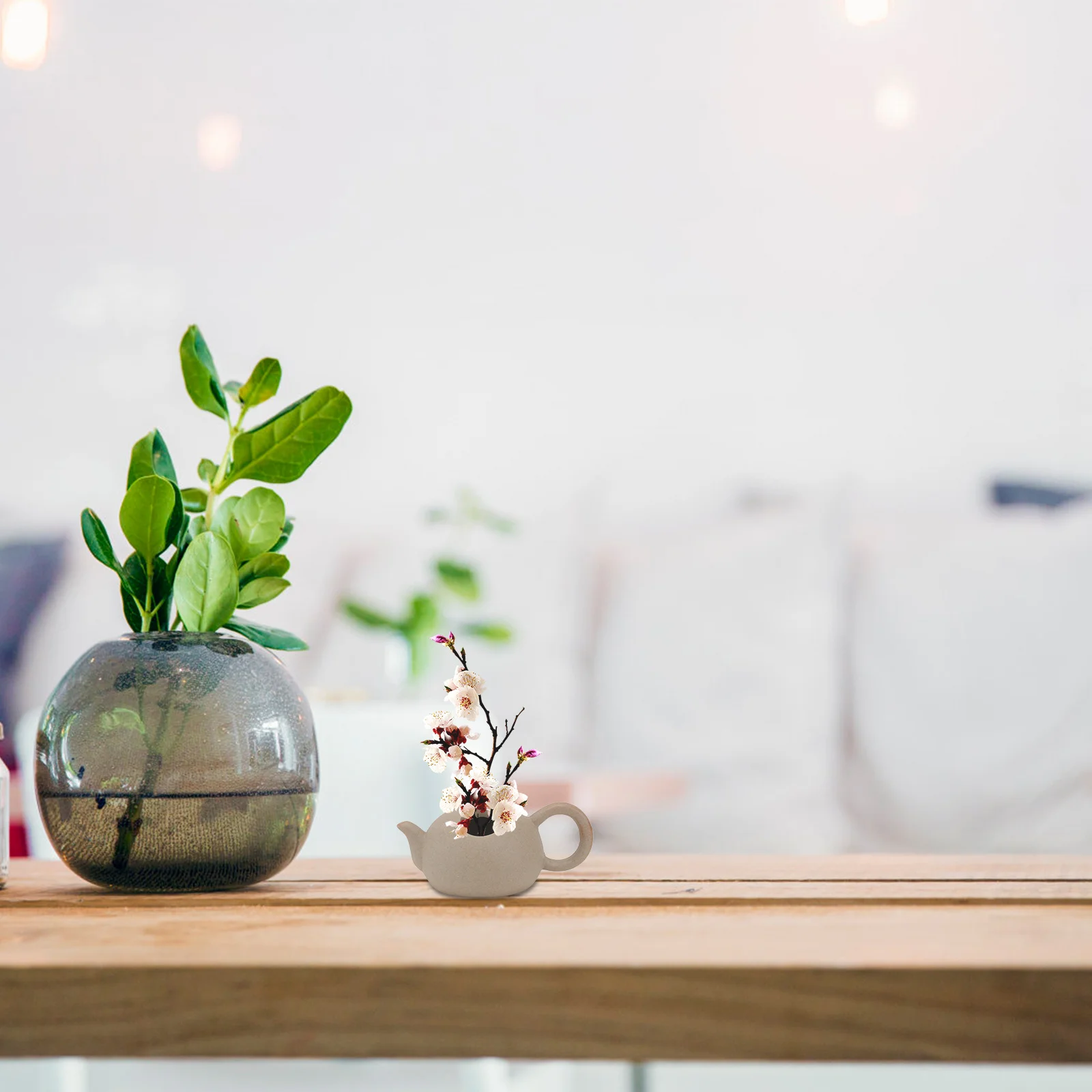 

6Pcs Crude Pottery Vases Mini Flower Vases Khaki Fingertip Vase Ornaments Indoor Office Study Room Decoration Good Mood