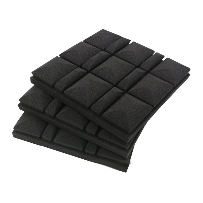 12 PCS Acoustic Panels Sound Absorbing Proofing Wall Insulation Cotton Soundproof Black 30X30x5cm